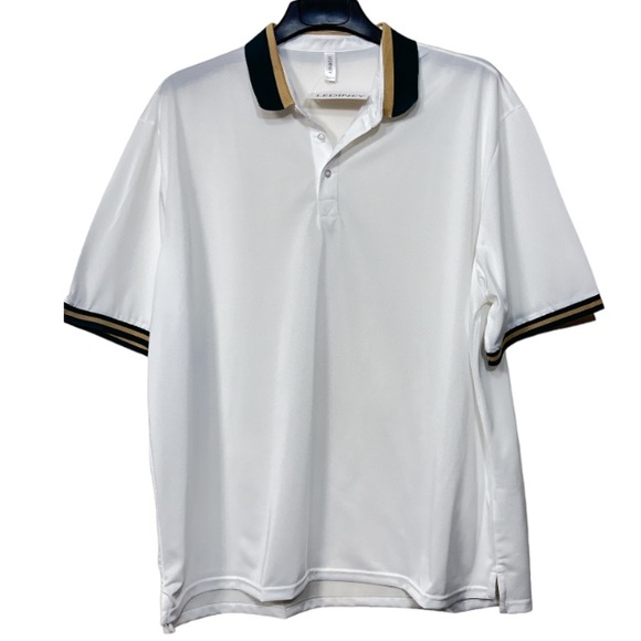 LEDINEY Shirt Polo Contrast stripe Collar white Regular Fit Short sleeve size 2X - Picture 8 of 15